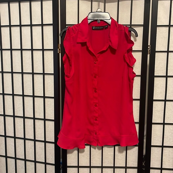 New York & Company Tops - New York & Company | Ruffled Shoulder Blouse